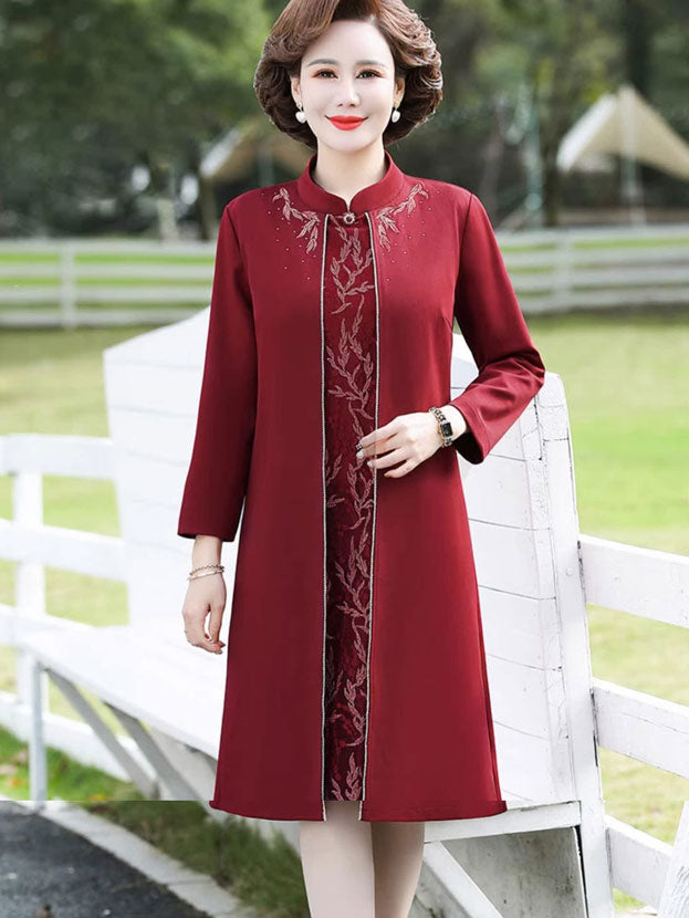 Red Bridal Mother's Spring Cheongsam Qi Pao Dress