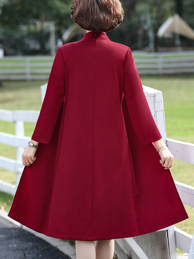 Red Bridal Mothers Midi Cheongsam Qi Pao Dress