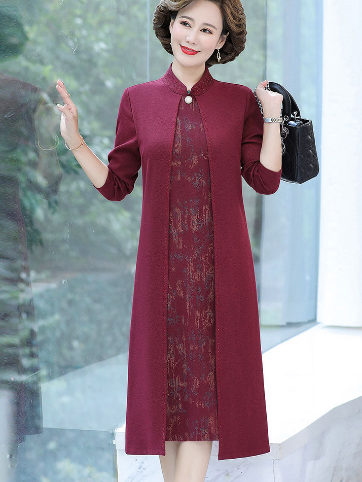 Red Bridal Mothers Midi Cheongsam Qi Pao Dress