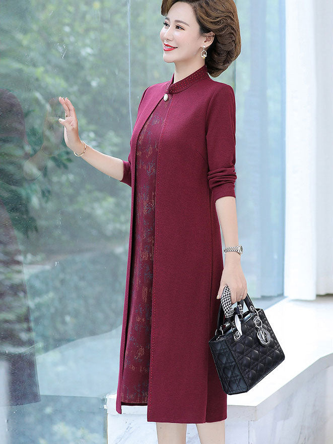 Red Bridal Mothers Midi Cheongsam Qi Pao Dress