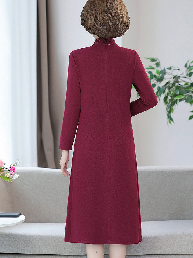Red Bridal Mothers Midi Cheongsam Qi Pao Dress
