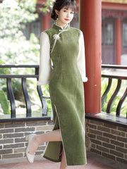 Green Chenille Winter QiPao Cheongsam Dress