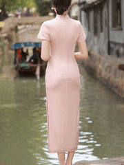 2023 Red Pink Embroidered Bride Wedding Cheongsam Qipao Dress