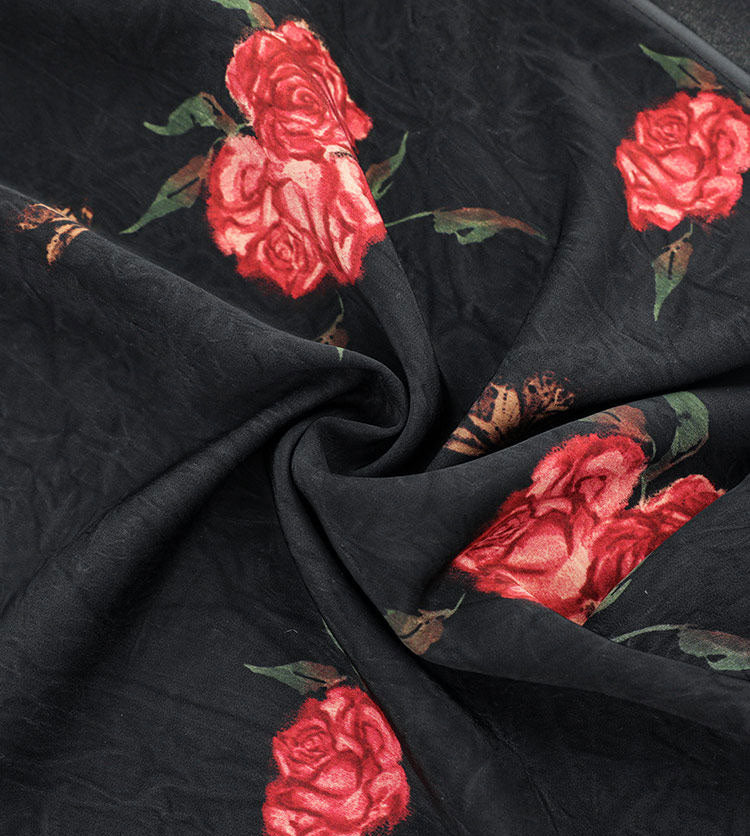 2026 Black Rose Print Cheongsam Qipao Dress