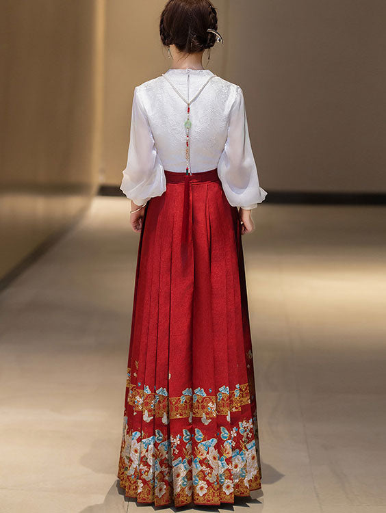 Horse Face Pleated Skirt Bride Hanfu Wedding Dress