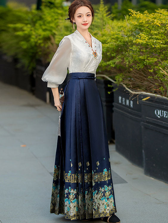 Horse Face Pleated Skirt Bride Hanfu Wedding Dress