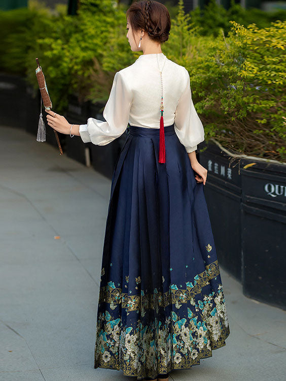 Horse Face Pleated Skirt Bride Hanfu Wedding Dress