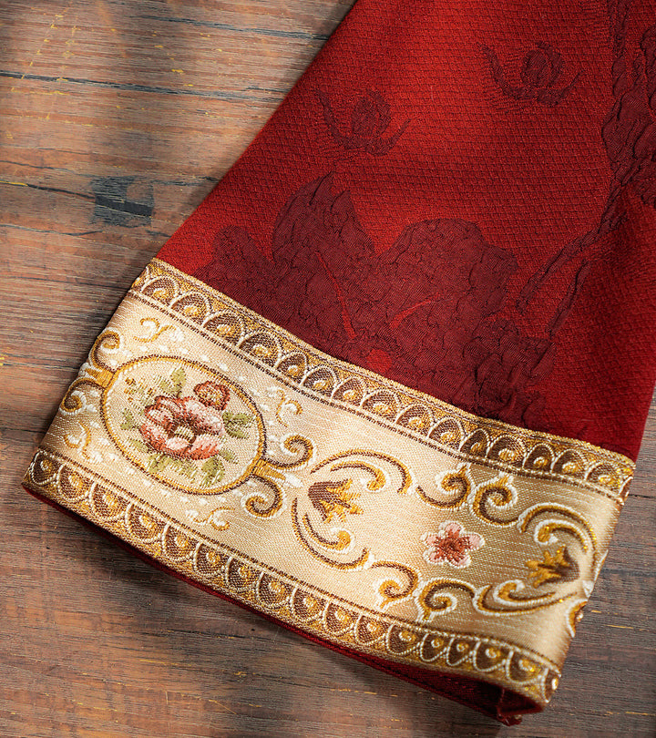Red Jacquard Winter Maxi Cheongsam Qipao Dress