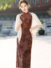 2024 Floral Halter Cheongsam Qipao Dress
