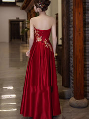 Burgundy Sequins Phoenix Strapless A-Line Wedding Dress