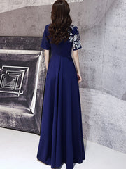 Blue Appliques A-line Maxi Cheongsam Qipao Dress