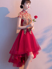 Appliques High Low Tulle Qipao Cheongsam Dress