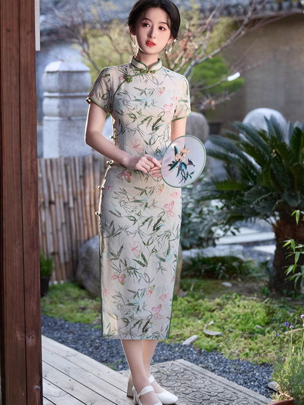 2025 Summer Floral Cheongsam Qipao Dress