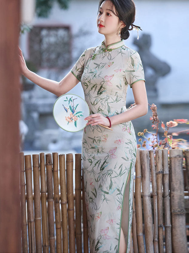 2025 Summer Floral Cheongsam Qipao Dress
