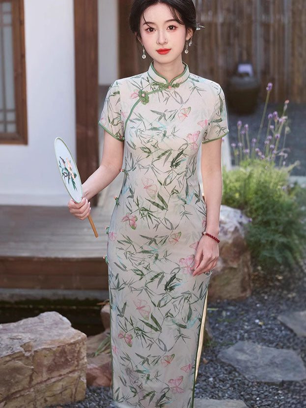 2025 Summer Floral Cheongsam Qipao Dress