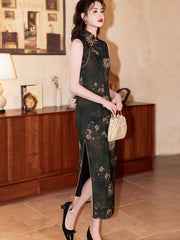 2025 Summer Daisy Print Cheongsam Qipao Dress