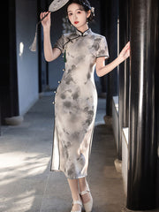 Chinese Painting Print Cheongsam Qipao Dress