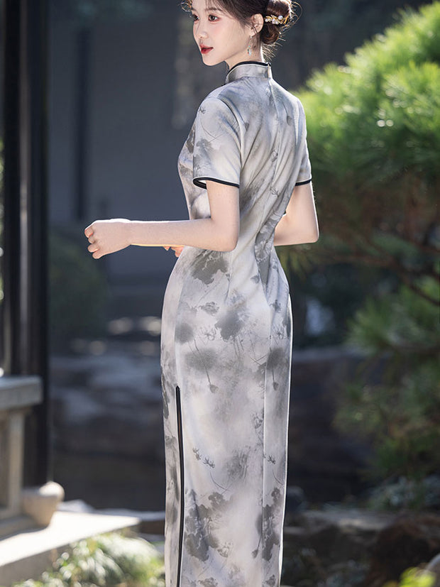Chinese Painting Print Cheongsam Qipao Dress
