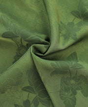 Green Red Lotus Print Midi Qipao Cheongsam Dress