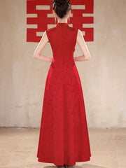 Custom Made Jacquard Appliques A-Line Wedding Cheongsam Dress
