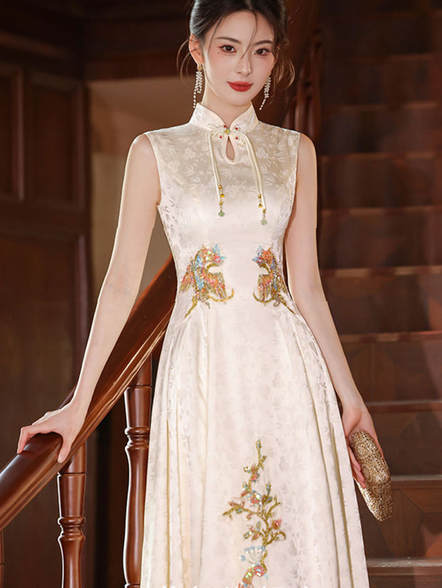 Custom Made Jacquard Appliques A-Line Wedding Cheongsam Dress