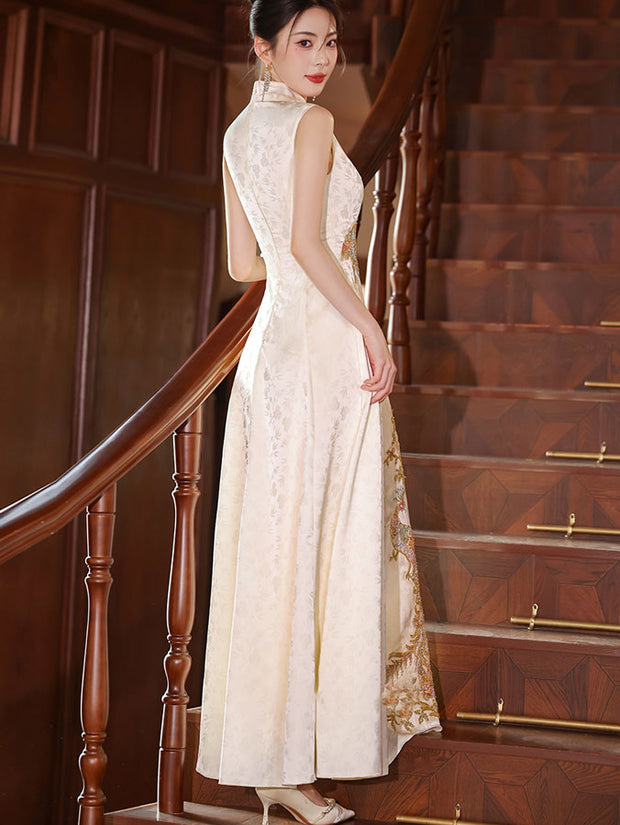 Custom Made Jacquard Appliques A-Line Wedding Cheongsam Dress
