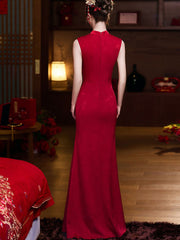 Jacquard Appliques Fishtail Wedding Qipao Cheongsam Dress