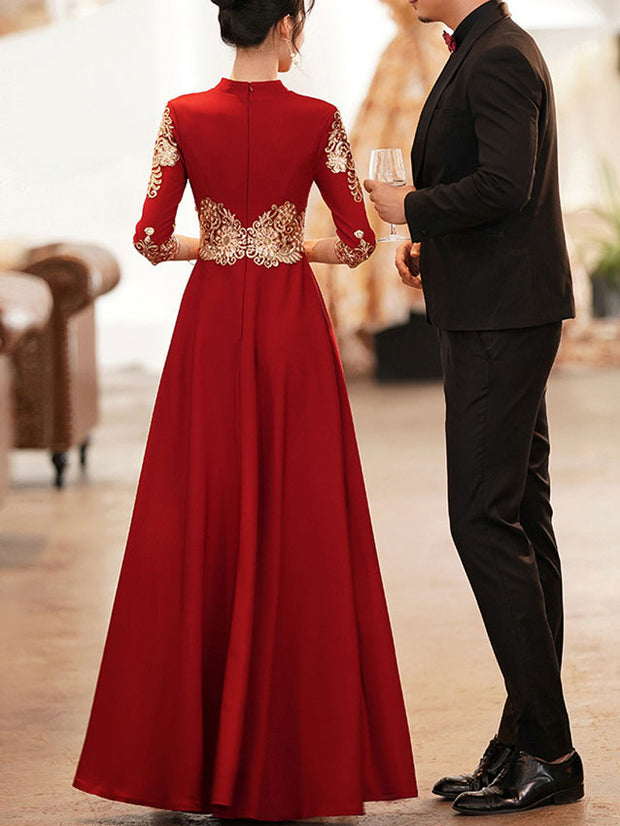 Custom Made Maxi A-Line Bridal Wedding Cheongsam Dress