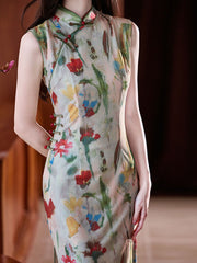 2025 Floral Print Cheongsam Qipao Dress