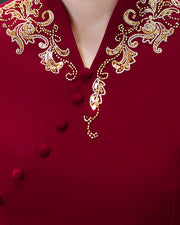 Pink Red Mothers A-Line Wedding Cheongsam Qipao Dress