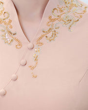 Pink Red Mothers A-Line Wedding Cheongsam Qipao Dress