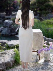 Jacquard Floral Embroidered Cheongsam Qipao Dress