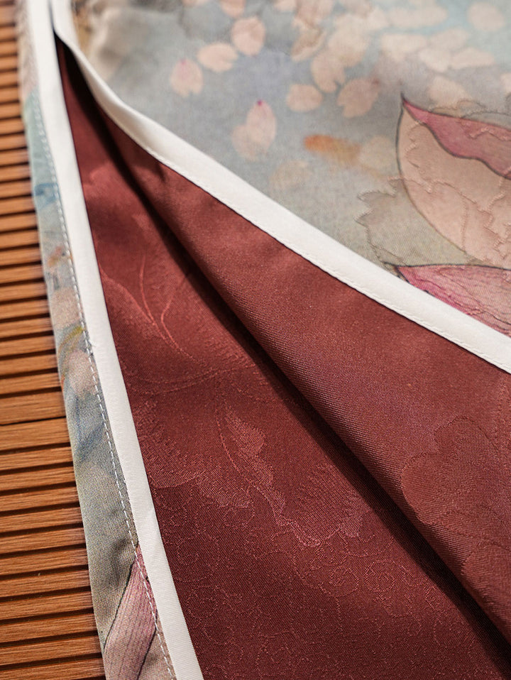 Lotus Print Cheongsam Qipao Dress