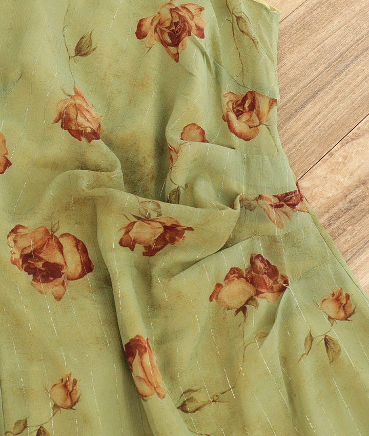 Purple Green Floral Halter Cheongsam Qipao Dress
