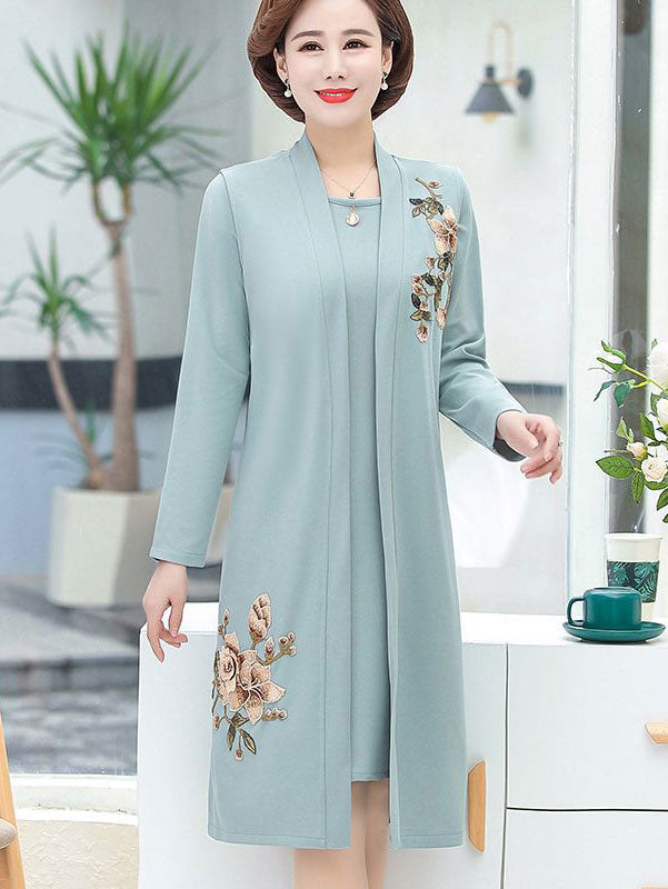 2 Pieces Mothers Women Dress Outfit with Jacket