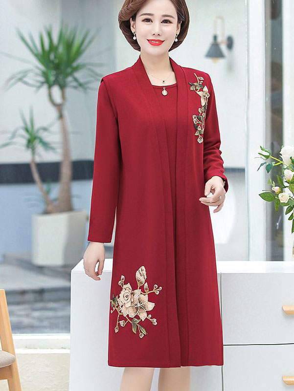 2 Pieces Mothers Women Dress Outfit with Jacket