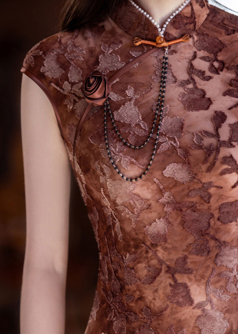 Jacquard Floral Velvet Cheongsam Qipao Dress