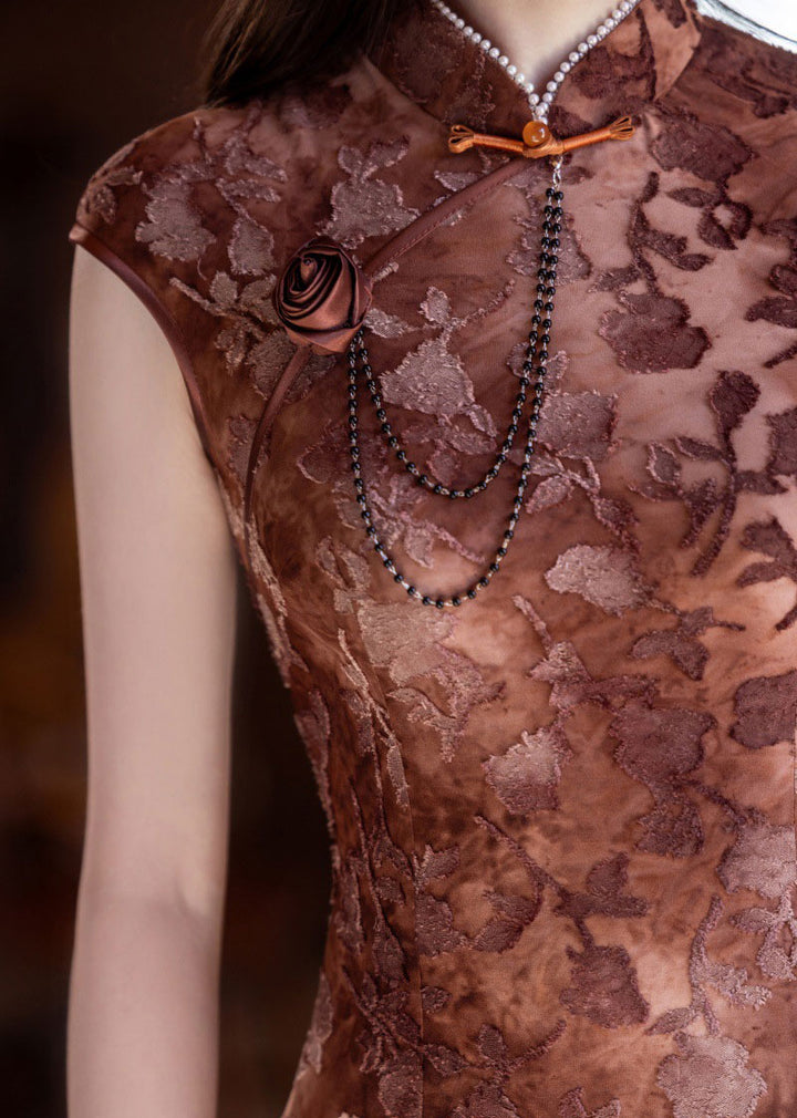 Jacquard Floral Velvet Cheongsam Qipao Dress