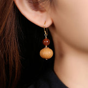 Handmade Agate Bodhi Seed Drop Dangle Earrings