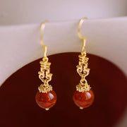 Red Agate Wedding Bridal Drop Clip On Pierced Earrings