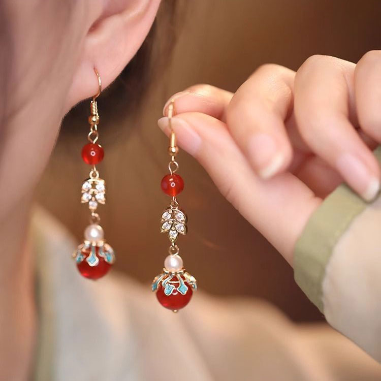 Rhinestone Agate Wedding Bridal Dangle Drop Earrings