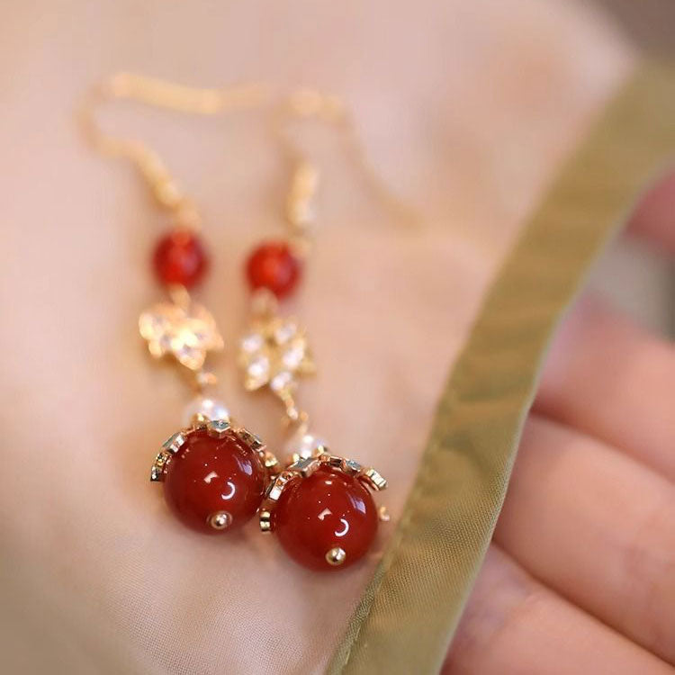 Rhinestone Agate Wedding Bridal Dangle Drop Earrings