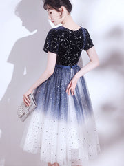Colorblock Shimmery Tulle Evening Party Dress