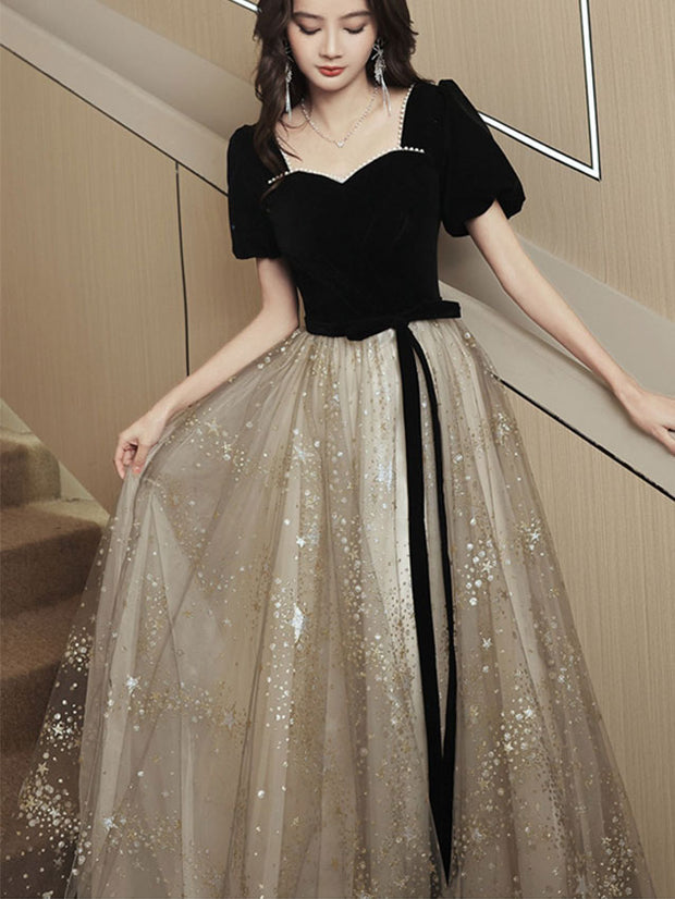 Starry Fit & Flare Tulle Full Length Evening Dress