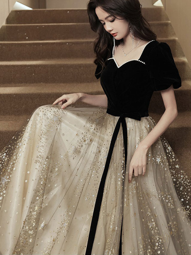 Starry Fit & Flare Tulle Full Length Evening Dress