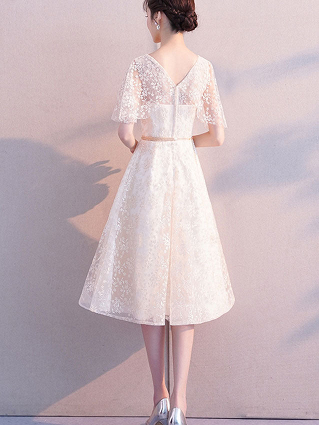 Floral Lace A-Line Wedding Bridesmaid Dress