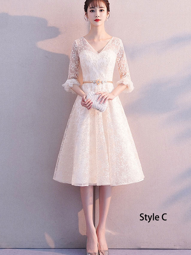 Floral Lace A-Line Wedding Bridesmaid Dress