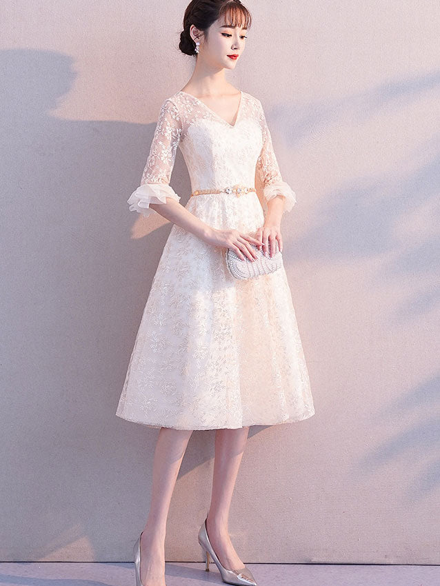 Floral Lace A-Line Wedding Bridesmaid Dress