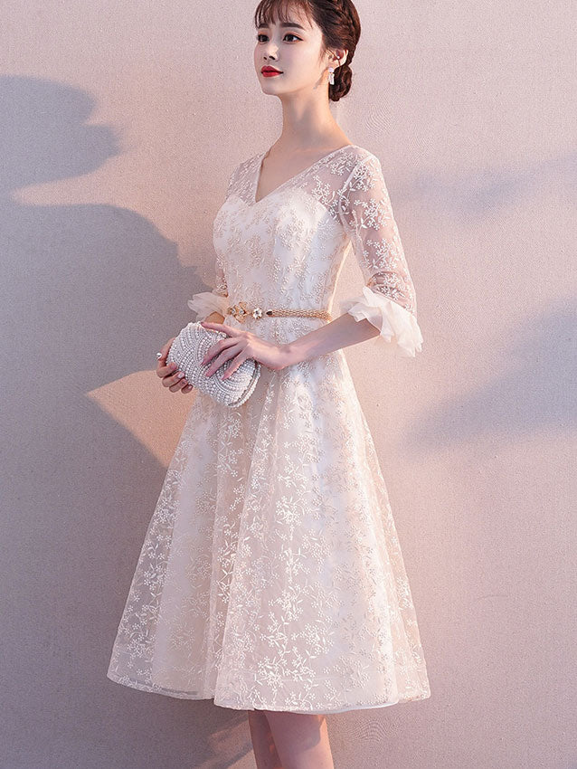 Floral Lace A-Line Wedding Bridesmaid Dress