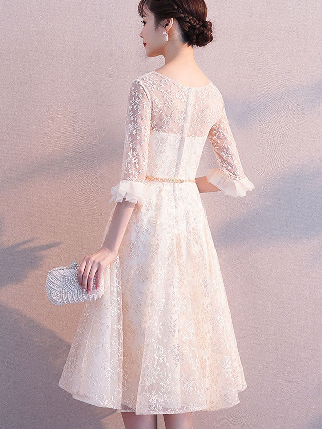 Floral Lace A-Line Wedding Bridesmaid Dress